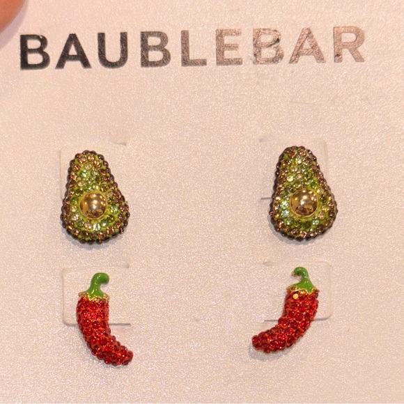 Brand New Baublebar Avocado and Chili Pepper Stud Earrings - Picture 3 of 5